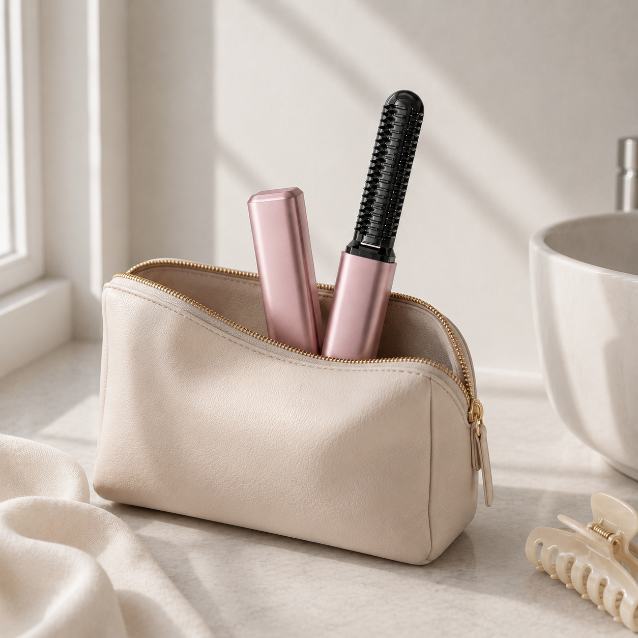 Mini hair straightener comb
